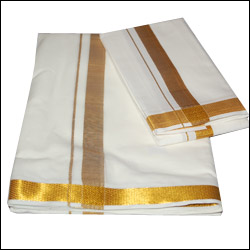 "White colored Pure Cotton Dhoti -(Model No: CD GAL-20002-06 - Click here to View more details about this Product
